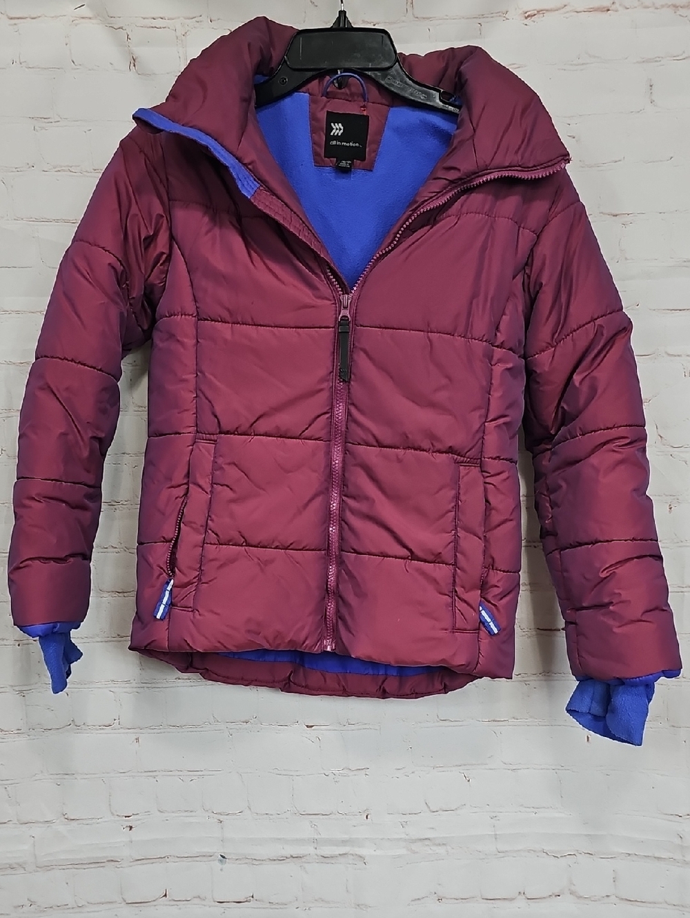 all in motion Kids Plum Puffer Jacket with Blue Lining